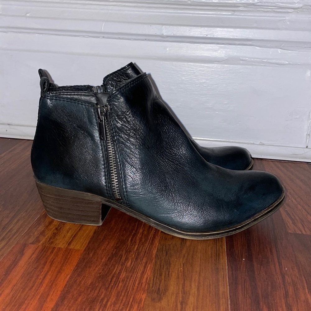 Lucky Brand Black Leather Ankle Zip Boots